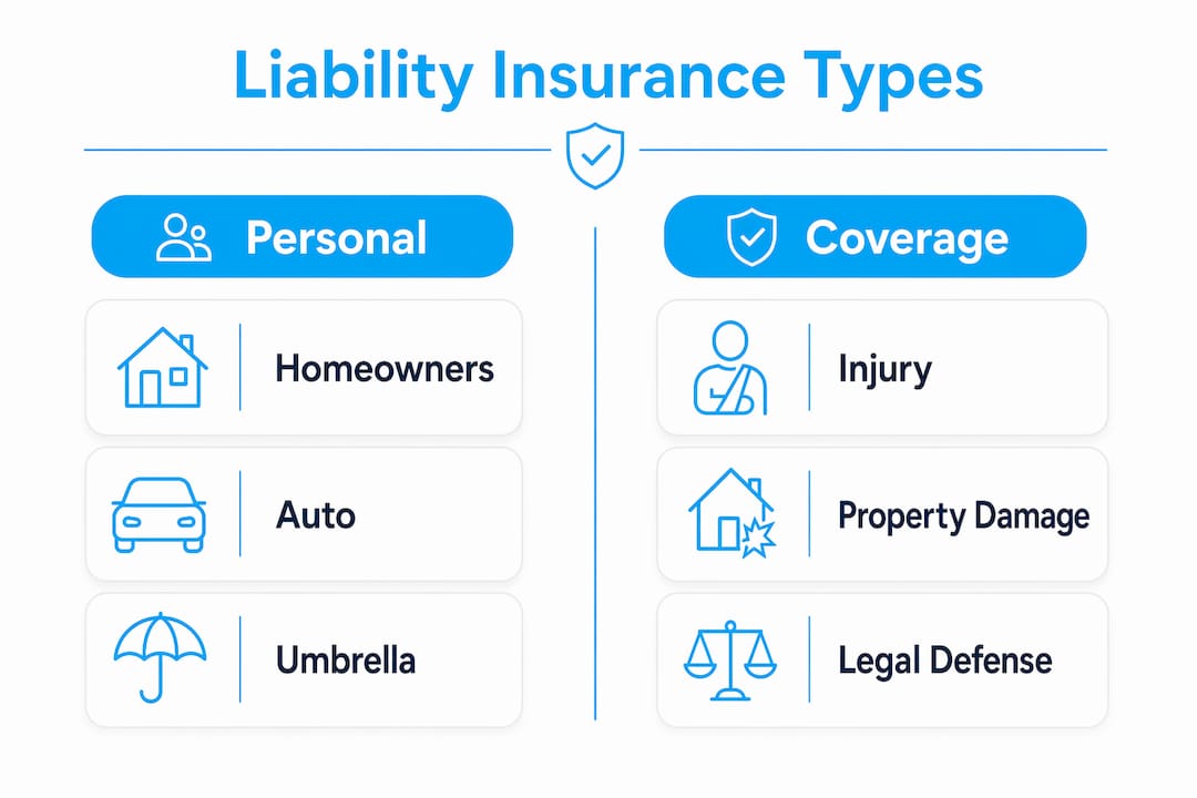 Infographic comparing types and coverage of liability insurance