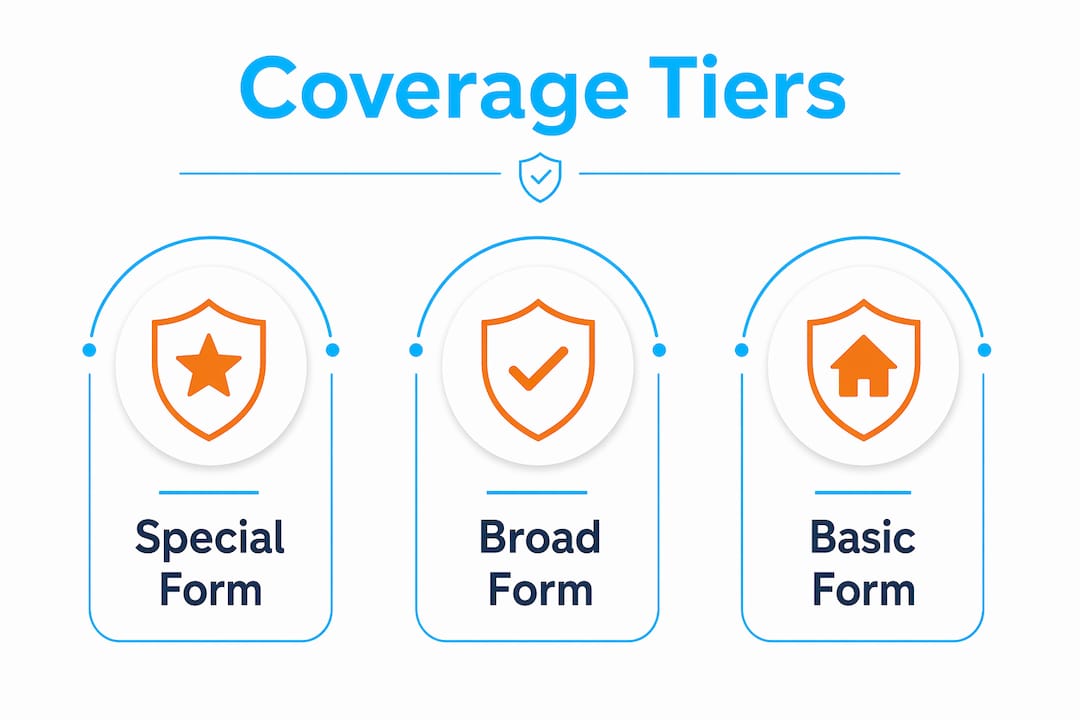 Infographic showing commercial property insurance coverage tier hierarchy