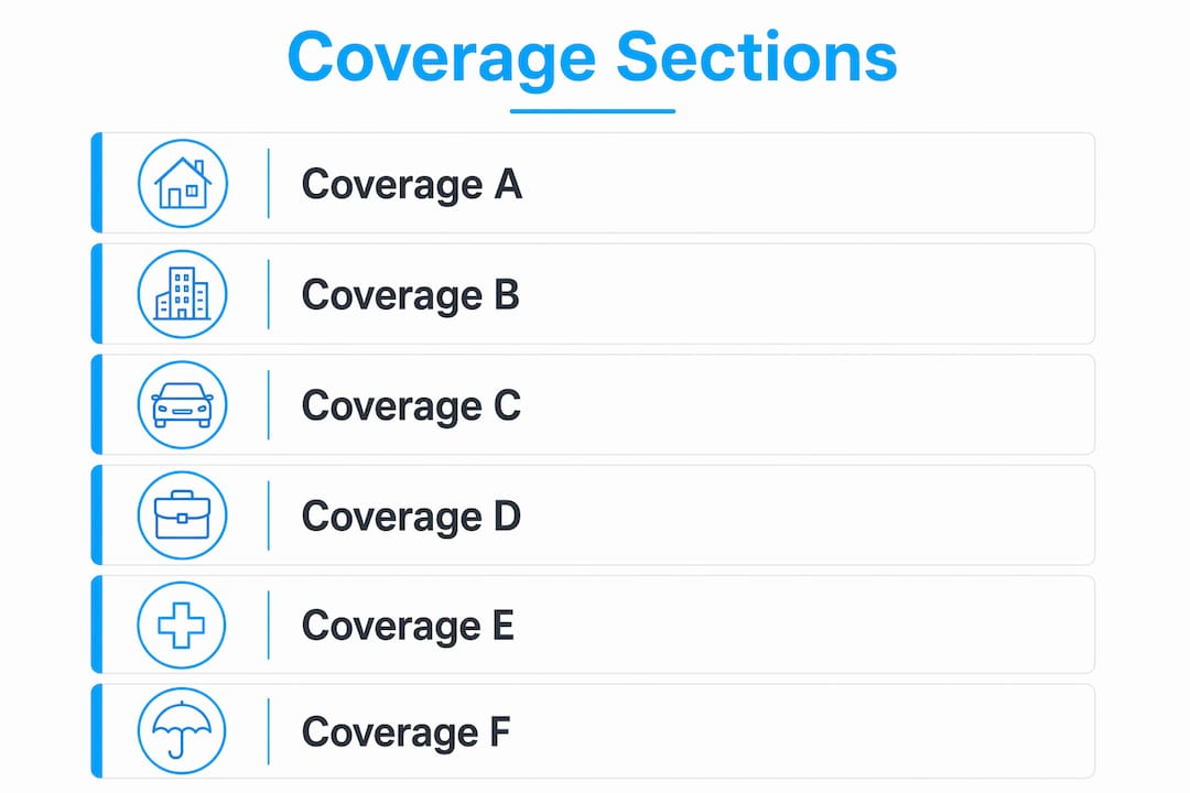 Infographic illustrating homeowners insurance coverage sections