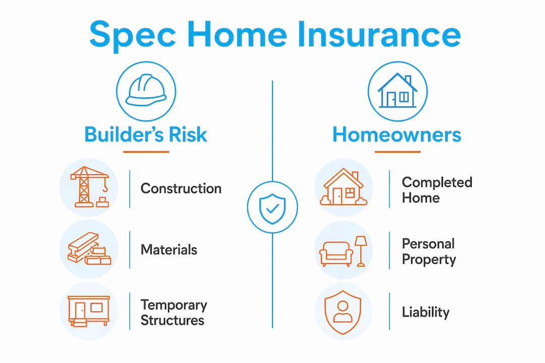 Infographic comparing builder's risk and homeowners insurance coverage