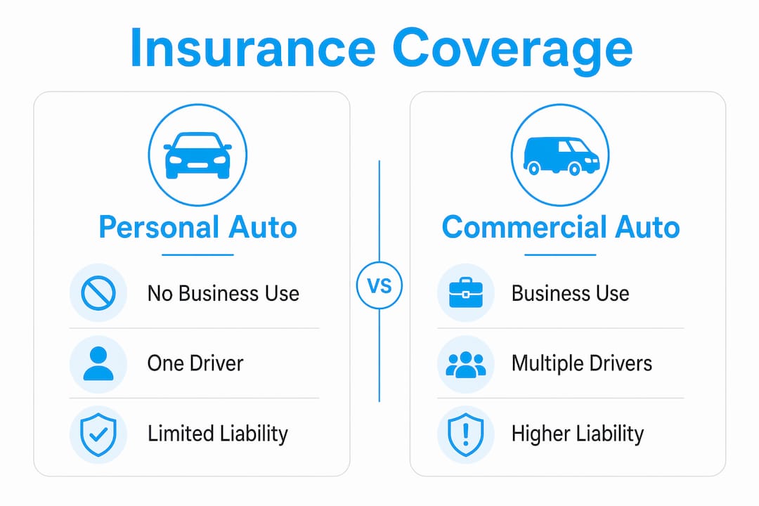 Infographic comparing commercial and personal auto insurance
