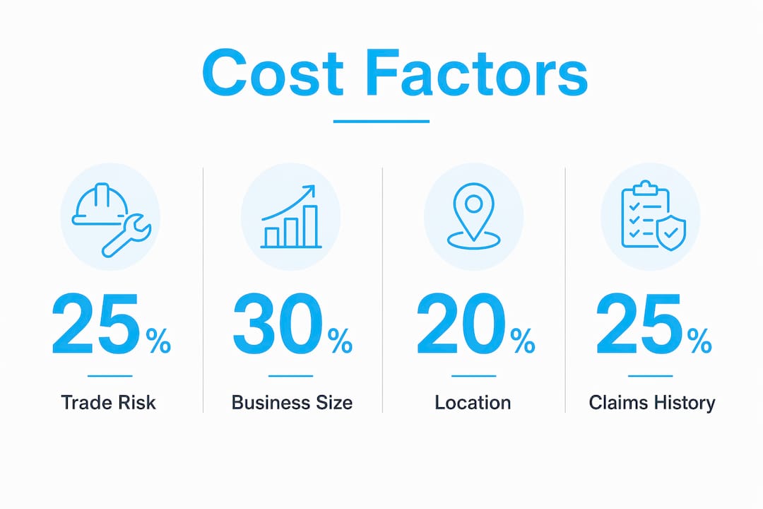 Infographic illustrating factors influencing contractor insurance costs