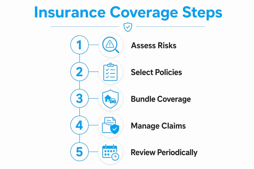 Infographic outlining commercial insurance coverage steps
