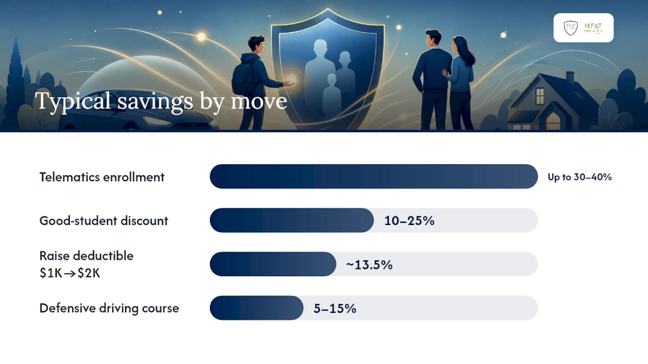 Bar chart of insurance savings by discount type