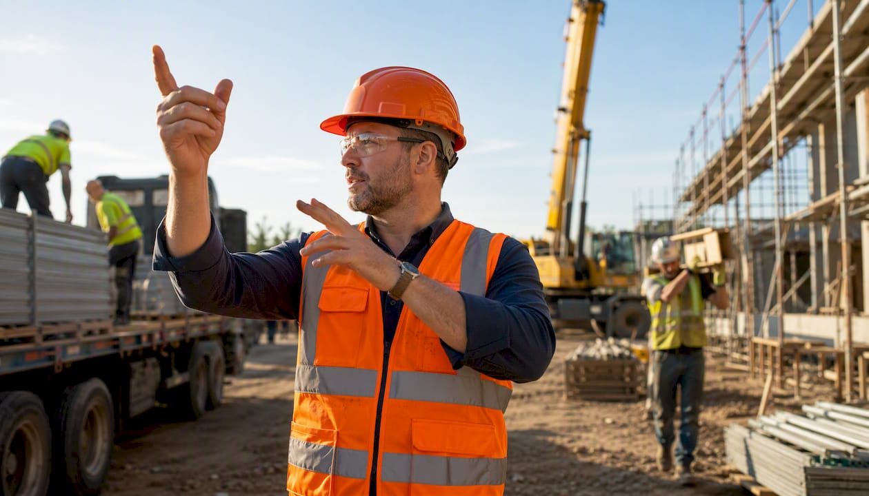 Foreman directing replacement construction crew