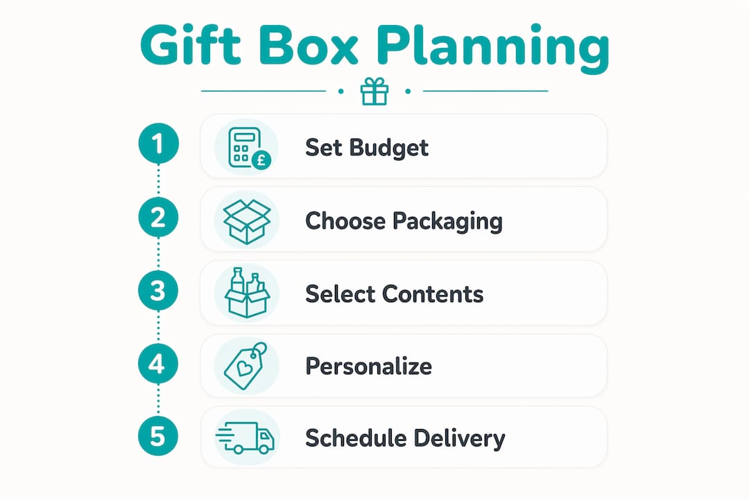 Infographic showing employee gift box planning steps