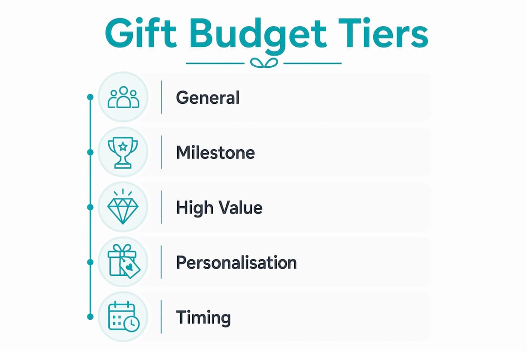 Infographic showing corporate gifting budget tiers