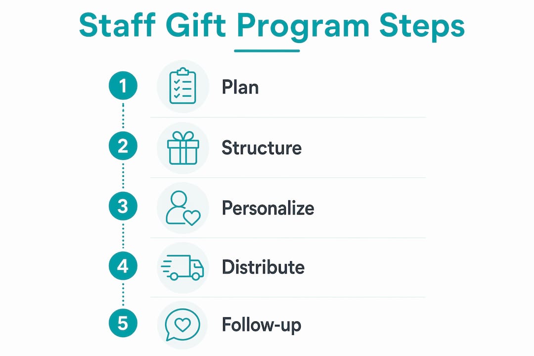 Infographic illustrating stages of staff gifting programme