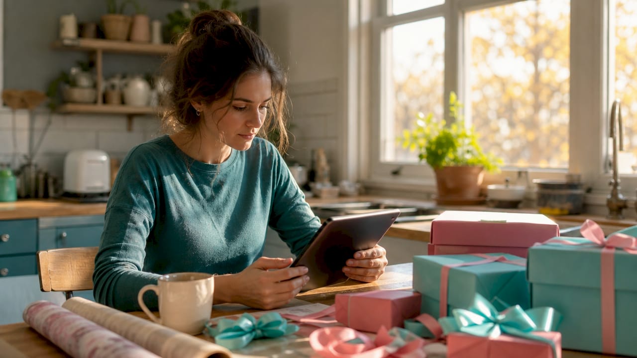 Hands checking same day delivery order on tablet