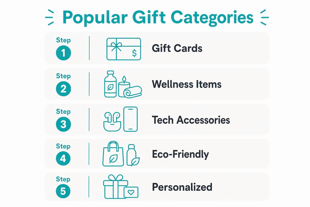Infographic listing popular corporate gift categories for 2026