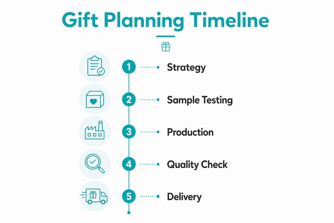 Infographic illustrating corporate gift planning steps