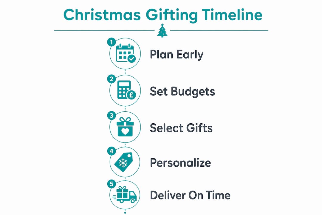 Infographic illustrating Christmas gifting planning steps