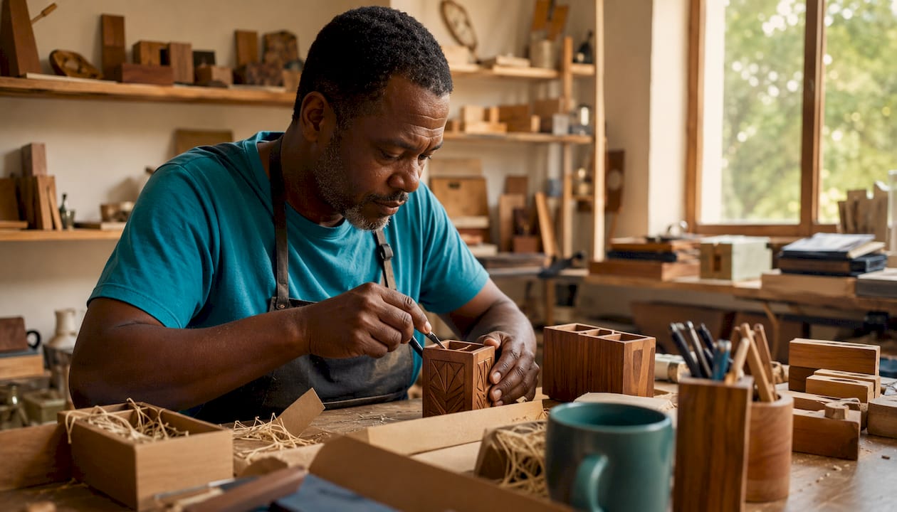 Hands crafting ethical corporate gift
