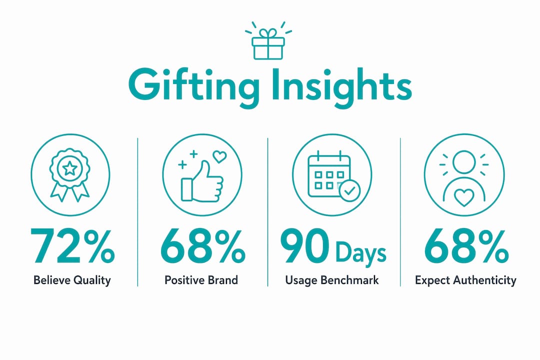 Infographic showing key stats on corporate gifting authenticity and quality