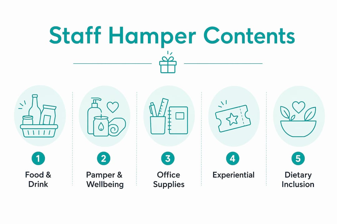 Infographic showing staff hamper content categories