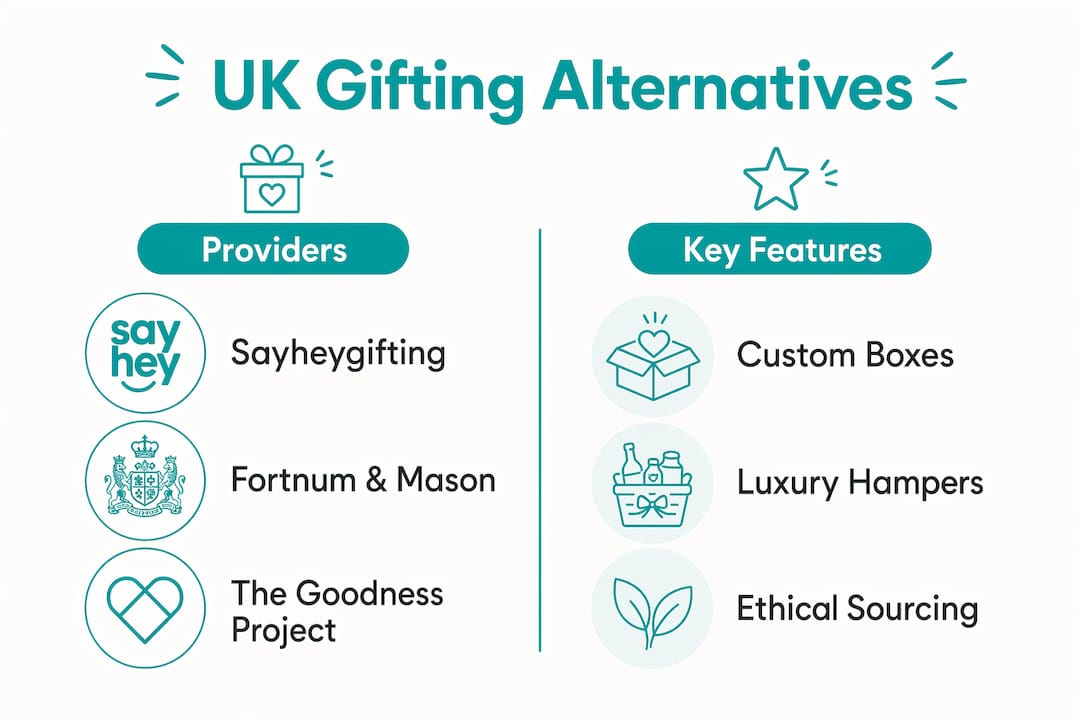 Infographic comparing UK corporate gifting providers and key features