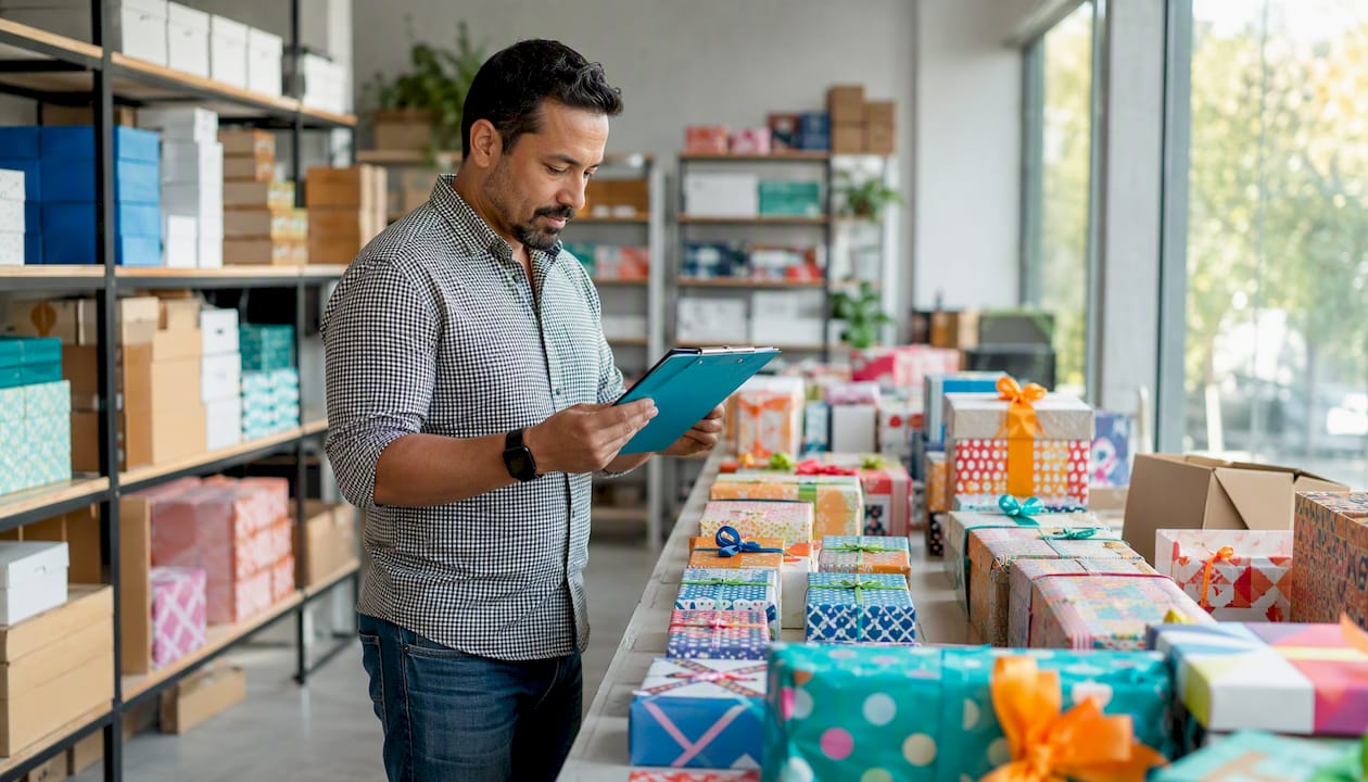 HR coordinator managing gift packages