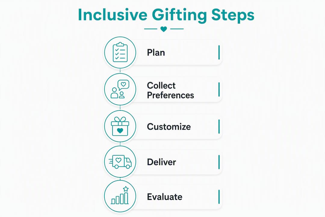 Infographic illustrating inclusive gifting steps
