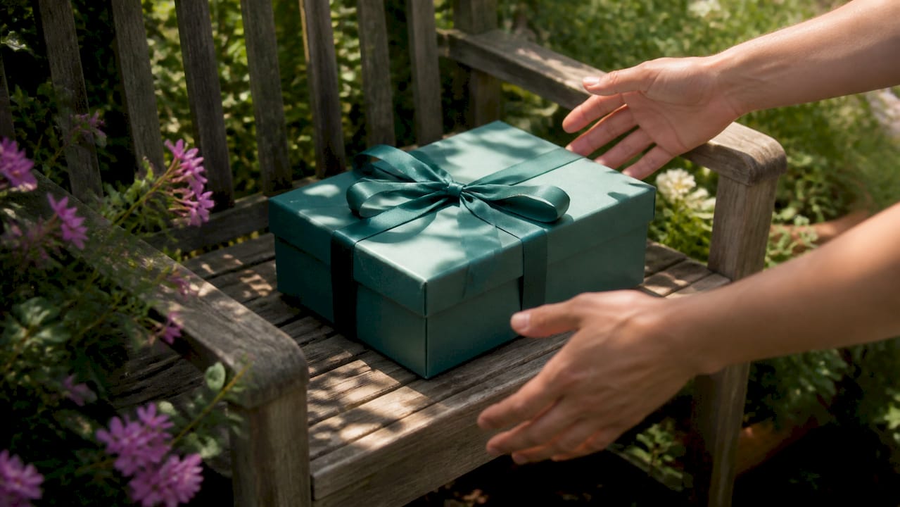 Slim letterbox gift on doorstep