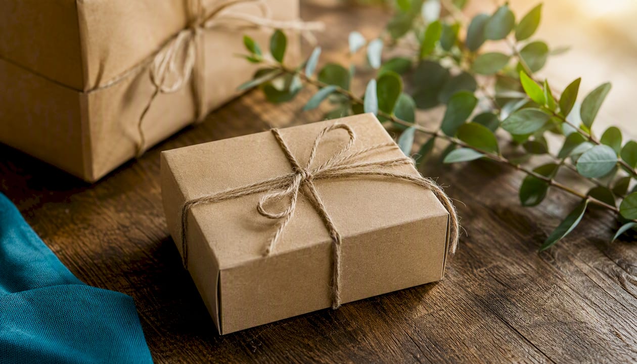 Eco-friendly gift packaging detail