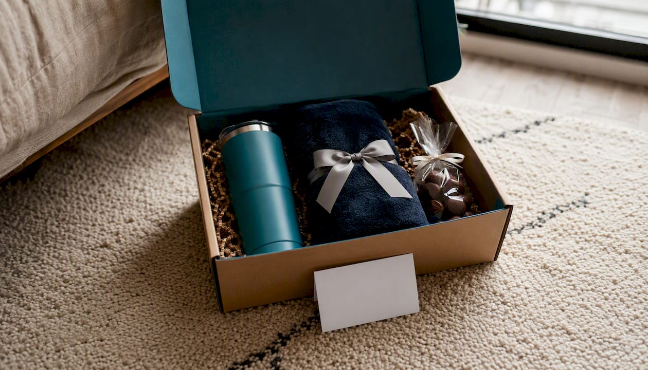 Paternity gift box with coffee and dressing gown