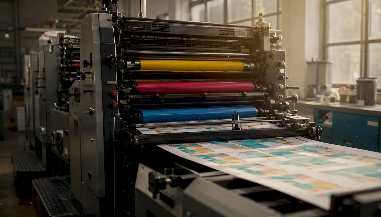 Offset litho press printing folding cartons