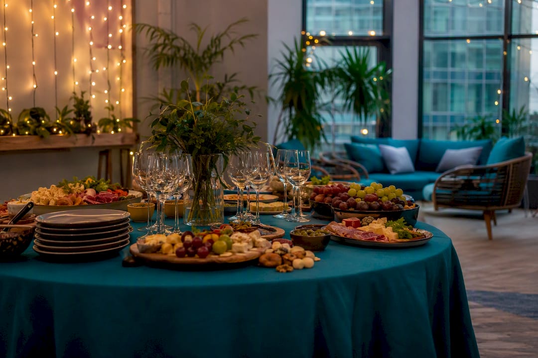 Table set for corporate staff party