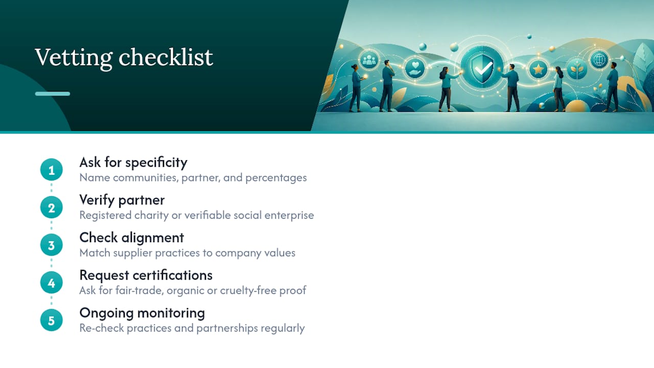 Checklist diagram for vetting social impact brands