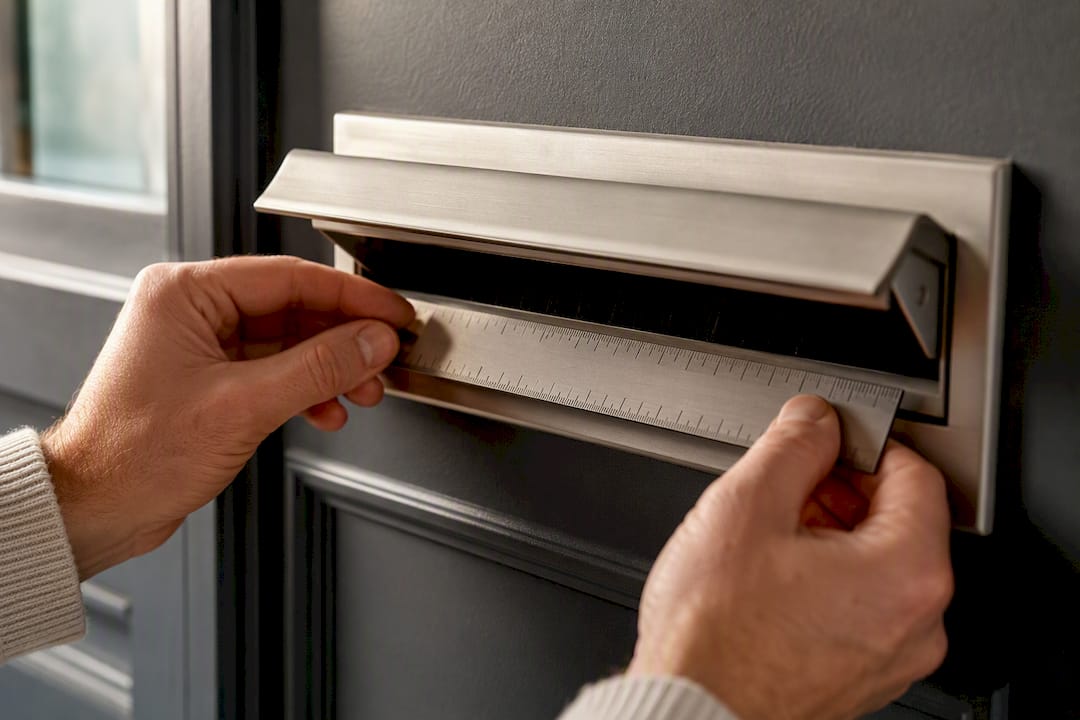 Ruler measuring a letterbox opening