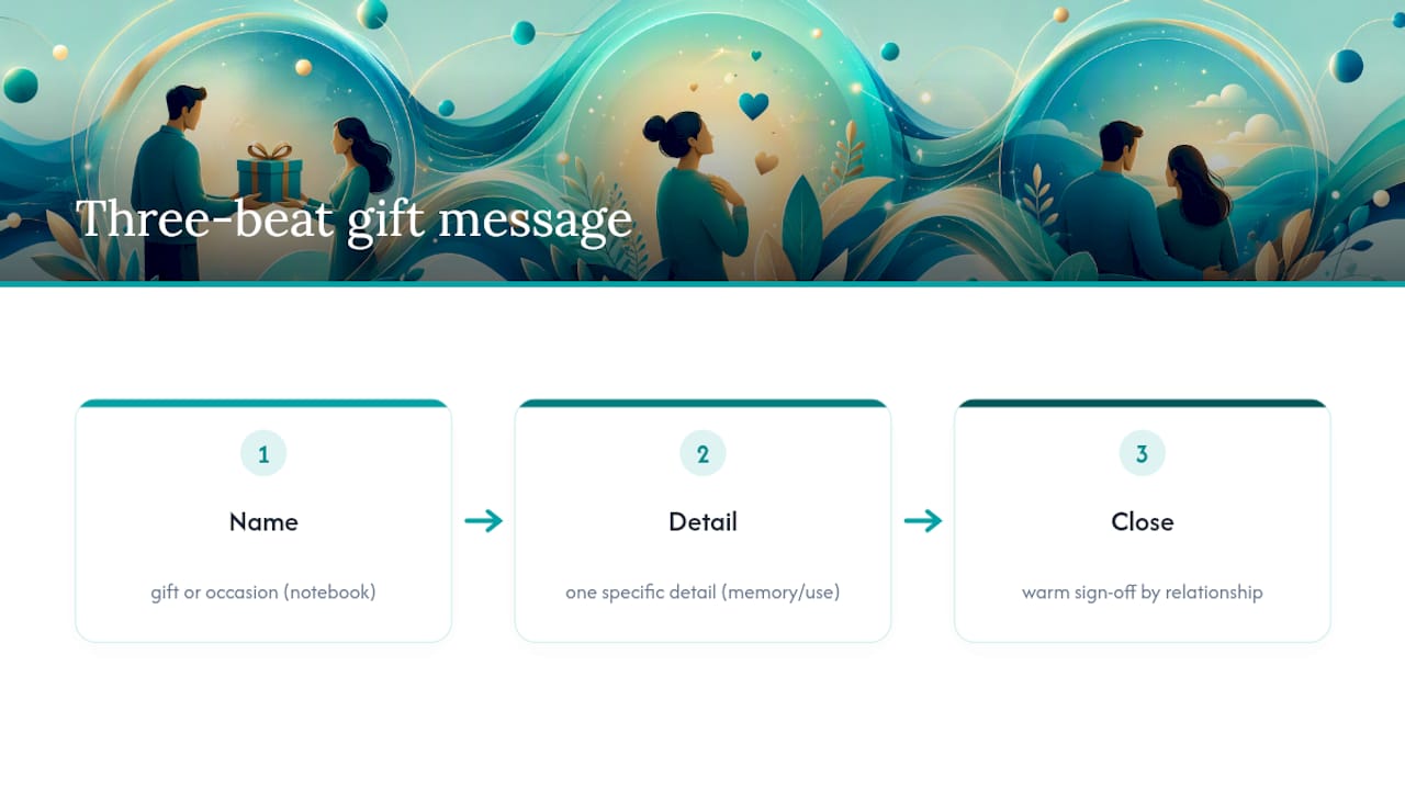 Three steps for writing gift messages