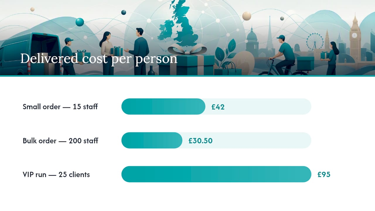Corporate gift pricing UK: typical price ranges and worked examples — overview diagram
