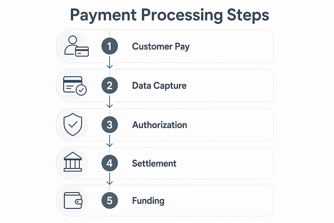 Infographic showing payment processing steps