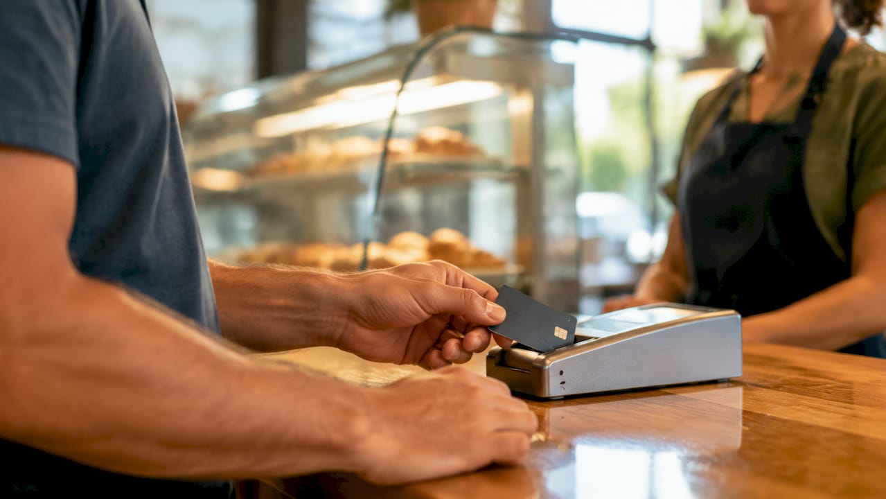 Close-up of card payment on card reader