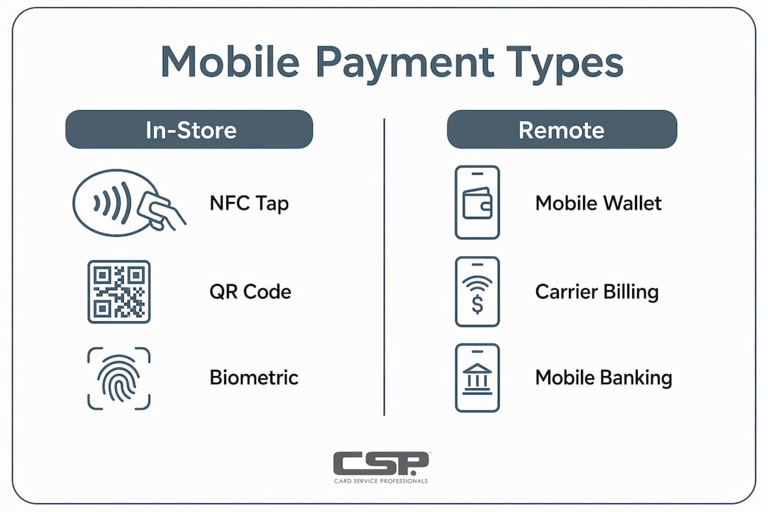 Infographic comparing mobile payment system types