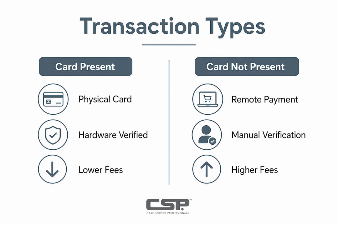 Infographic comparing card present and card not present transactions