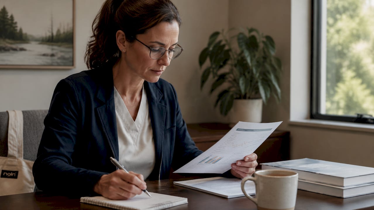 Clinician reviewing adaptive treatment plan charts