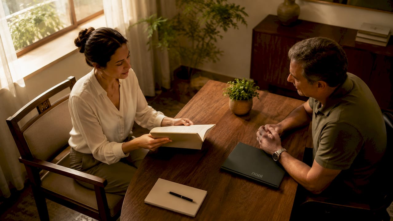 Physician consulting patient about confidential care