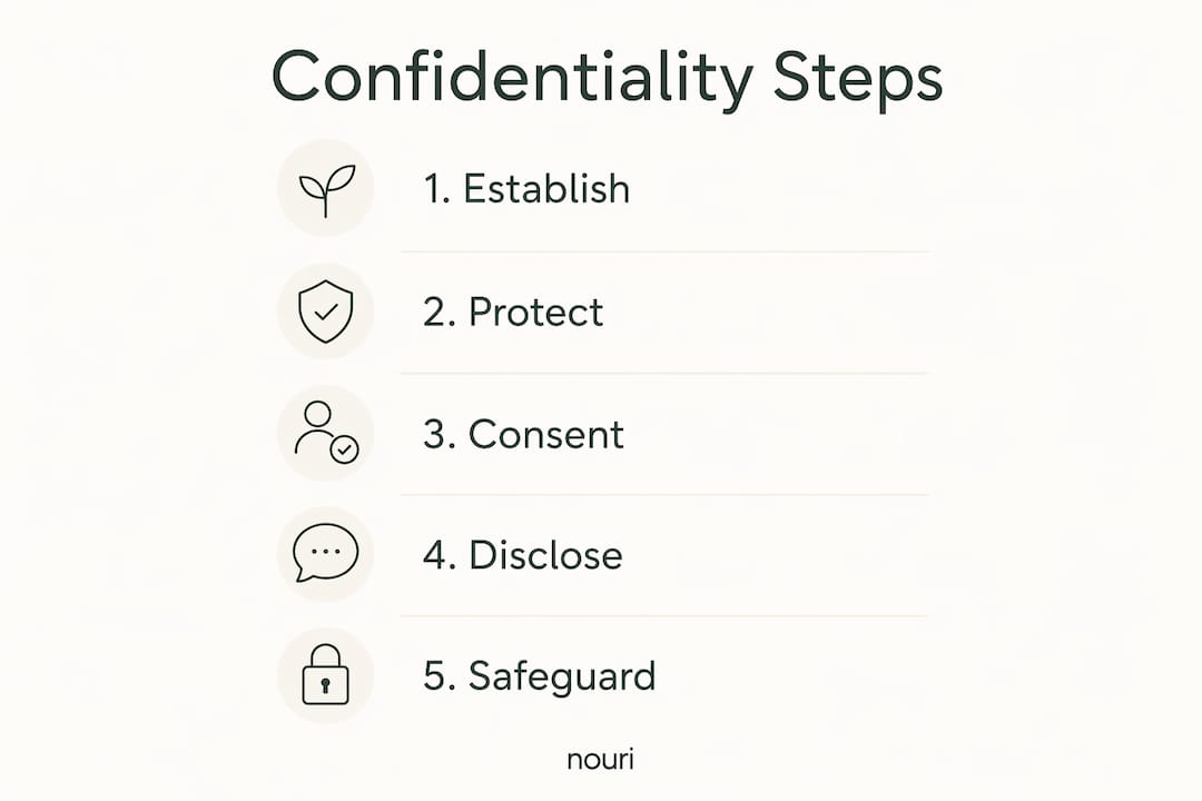 Infographic illustrating five key steps of confidentiality