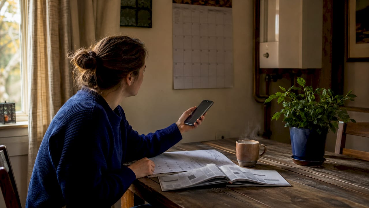 Homeowner scheduling heating maintenance appointment