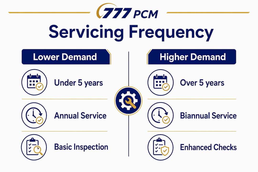 Infographic comparing boiler service frequency