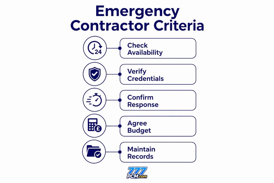 Infographic on key emergency plumbing contractor criteria