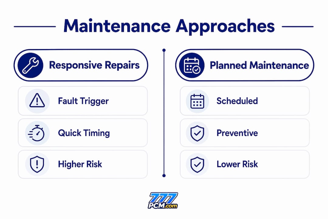 Infographic comparing responsive and planned maintenance