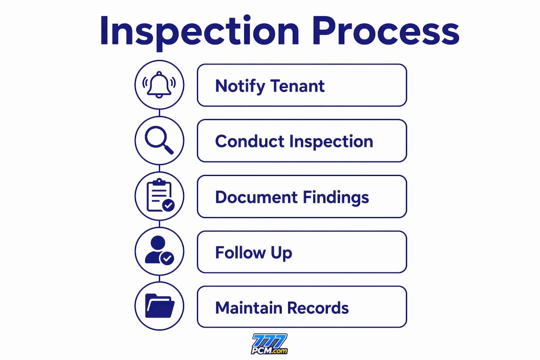 Infographic showing property inspection process steps