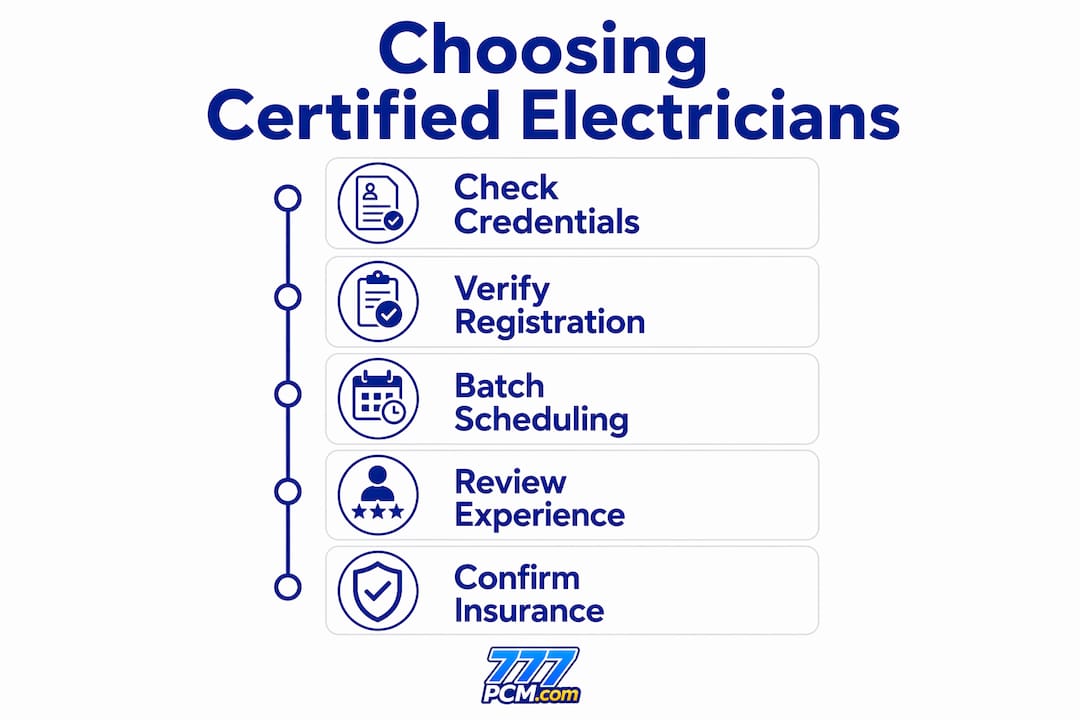 Infographic outlining steps to choose a certified electrician