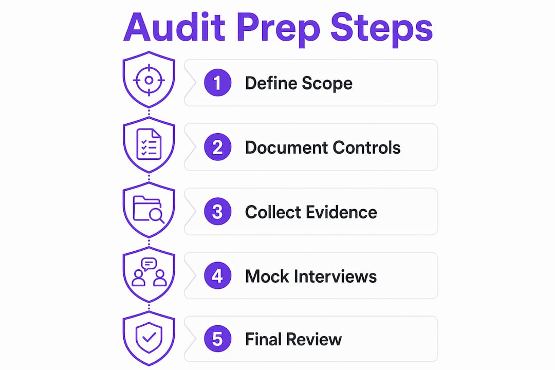 Infographic showing ISO 27001 audit preparation steps