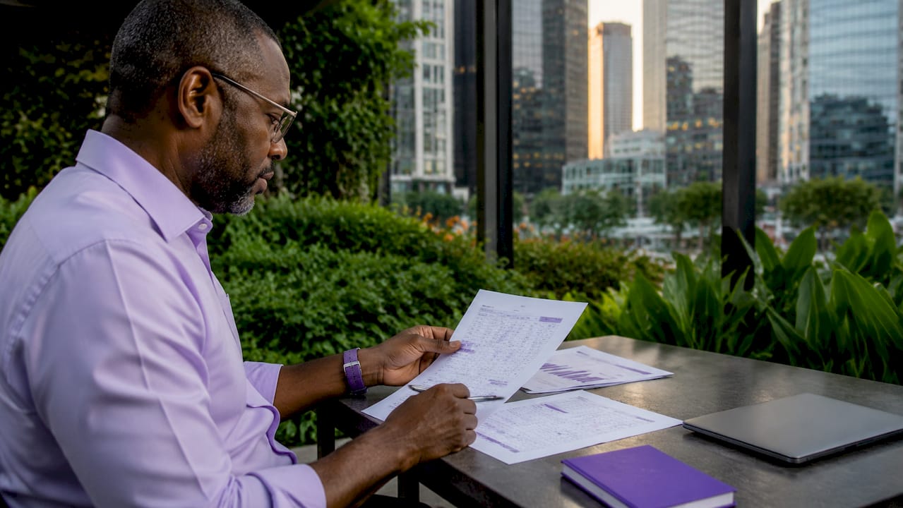 Hands calculating financial impact with spreadsheets and calculator