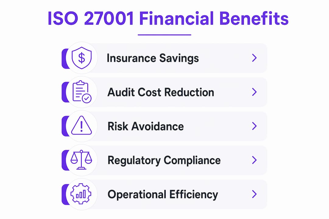 Infographic showing financial benefits of ISO 27001 supply chain risk management