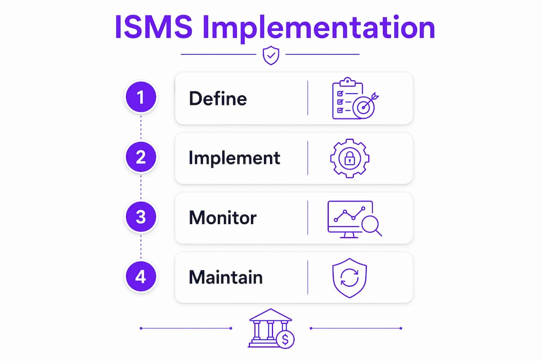 Infographic showing four phases of ISMS implementation