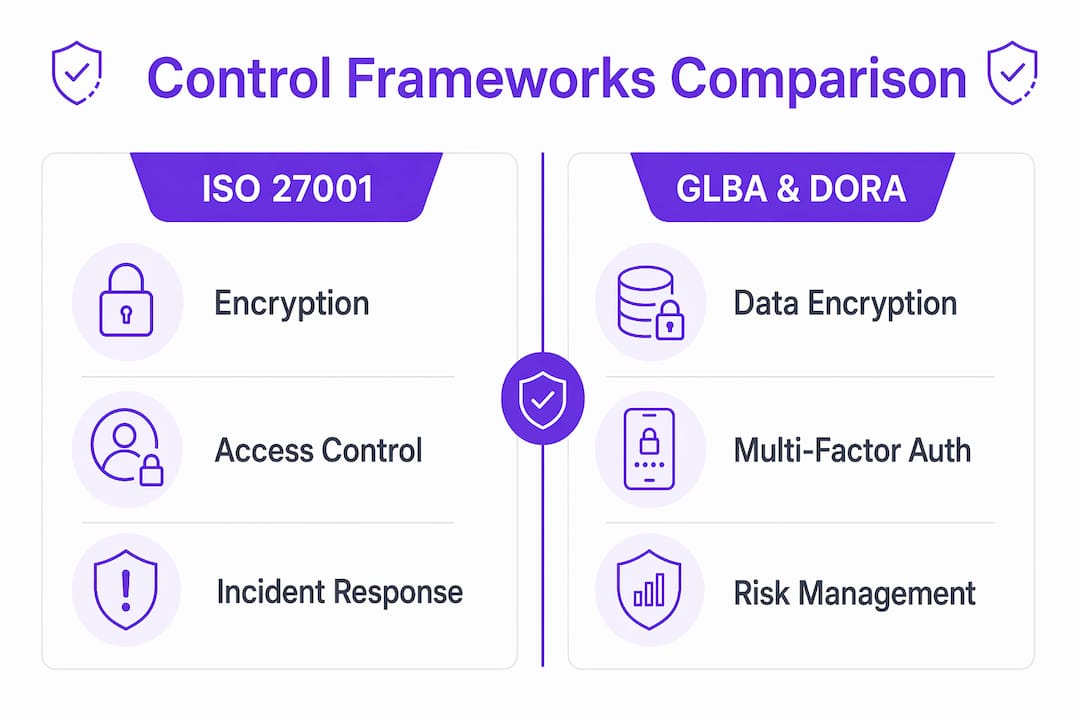 Infographic comparing financial ISMS control frameworks