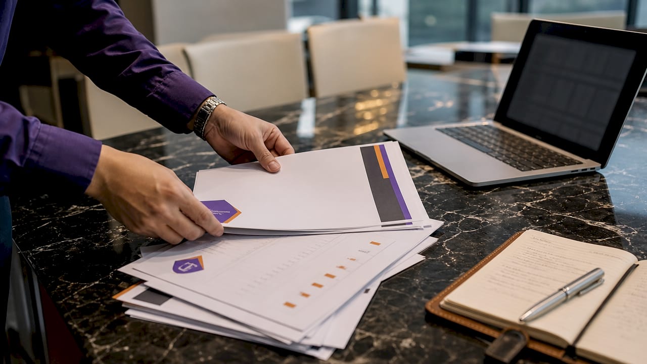 Hands organizing ISO 27001 documented information